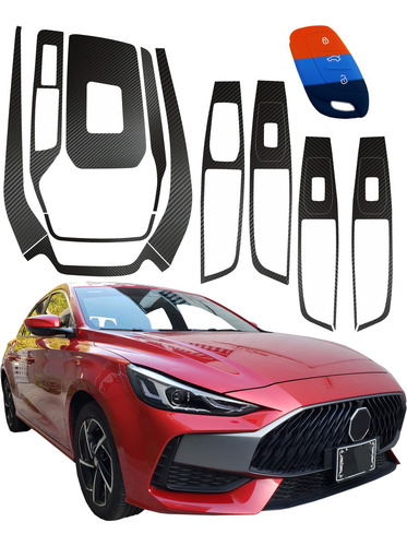 Kit Completo Sticker Puertas Y Panel Central Mg Gt 2022 2023 Color Fibra De Carbono