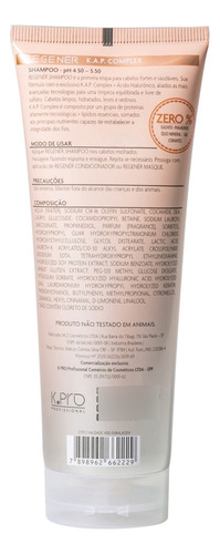 Shampoo K.pro Regenér 240ml Original Sem Sulfato Para Cabe