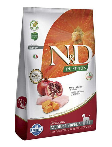 Ração N&d Cães Adultos Pumpkin Frango Medium Breeds 2,5 Kg