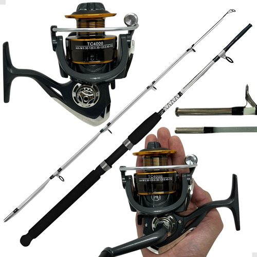 Kit Pesca 16 Kgs Vara Maciça 1,65m + Molinete 4000 Alumínio