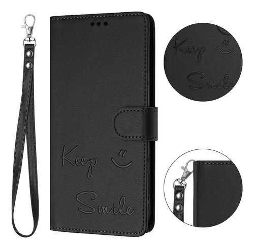 Funda De Piel Con Forma De Cara Sonriente Para Motorola Edge 50 Fusion Con Ranuras Para Tarjetas, Cierre Magnético, Cartera, Bloqueo Rfid, Soporte