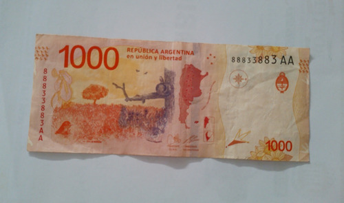 Billete 1000 Pesos Binumeral Número Repetidor 8 Y 3