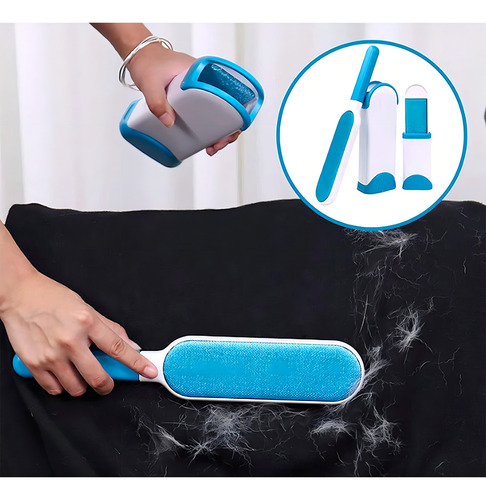 Cepillo Removedor De Pelo Y Pelusa De Mascota Muebles Ropa Color Azul
