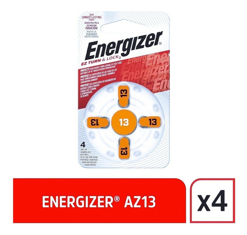 Imagen 9 de 10 de Pilas Para Audifonos Audiologia Energizer Az13 Blister X 4