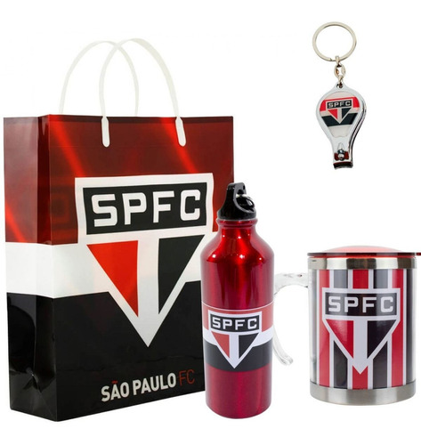 Kit Presente Torcedor Garrafa Caneca Chaveiro São Paulo