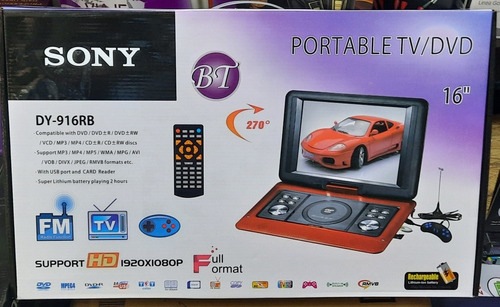 Dvd Portatil 16 Pulgadas Bluetooth Radio Fm  Tv Señal Analóg