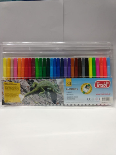 Marcadores Escolares Fibras De Colores Trabi X 30 U.v Devoto