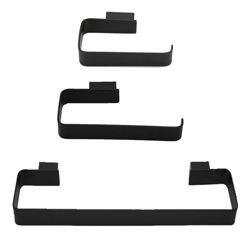 Juego De 3 Accesorios Para Baño Negro Mate Minimalista