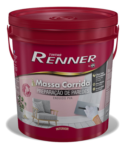 Enduido Interior Renner Extravinil Lavable - Balde 25 Kgs