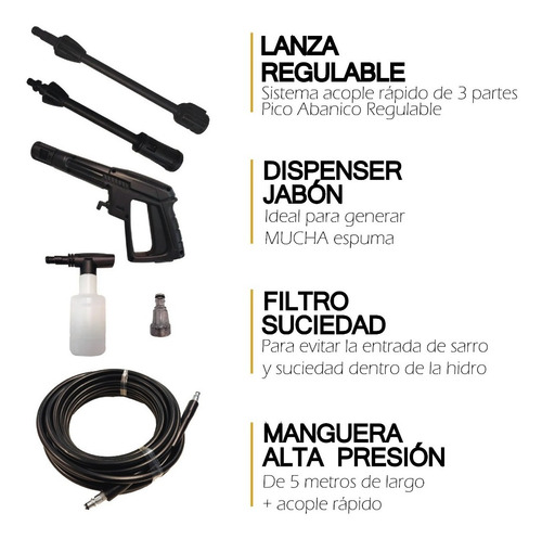 Imagen 4 de 10 de Hidrolavadora Logus 110bar 1400w C/autostop - 6 Cuotas!