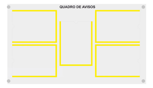 Quadro De Aviso Gestão Com 5 Displays A4 Acrílico 4 Amarelo