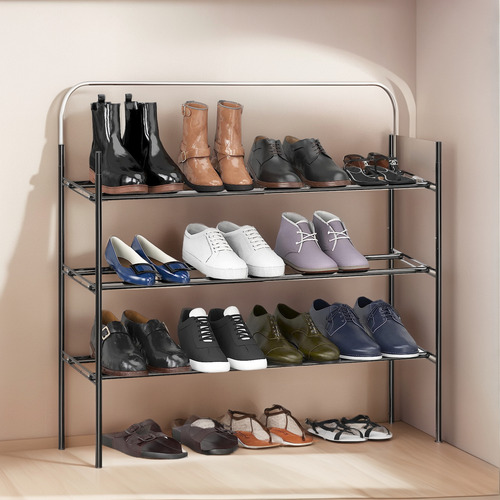Zapatera Extensible De 3 Niveles, Negro