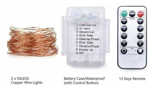 2-pack Luces De Navidad 50 Led 5m De Alambre De Cobre