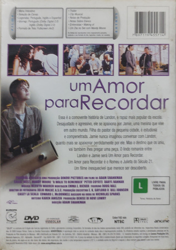 Dvd Um Amor Para Recordar Mandy Moore Otimo Estado (Usado)