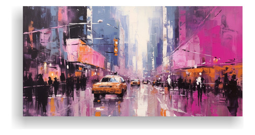 100x50cm Cuadro Lluvioso En Ambiente Animado Bastidor Madera