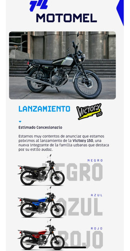 Motomel Victory 150 Cc Nuevo Modelo Motovega
