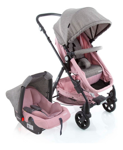 Travel System Poppy Duo Cosco - Rosa Mescla Cor do chassi Preto