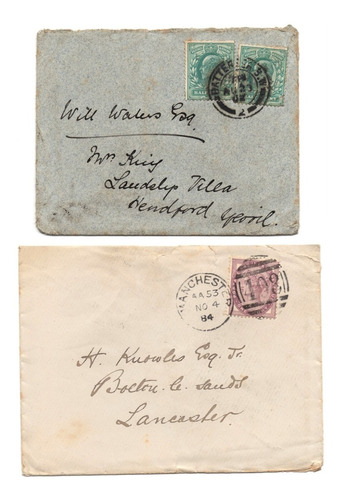 Sobres De Correo De Inglaterra 1884 Y 1902 Reina Victoria