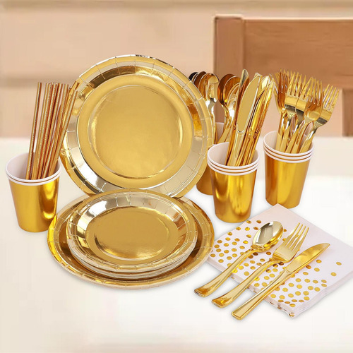 Sete Conjunto De Guardanapos Descartáveis Palhas De Ouro
