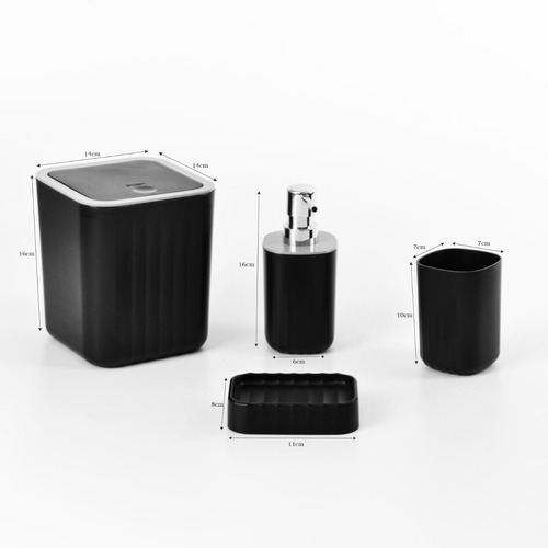 Imagen 3 de 6 de Set De Baño Pvc Jabonera Portacepillo Dispenser D+m Bazar
