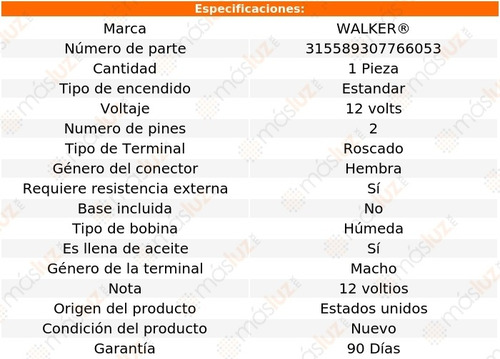 Bobina Encendido Bmw 2000cs L4 2.0l 66/70 Walker