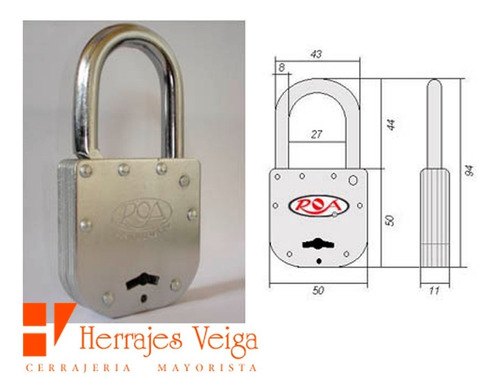 Imagen 4 de 8 de Candado Roa De 50mm Doble Paleta Con 2 Llaves Seguridad