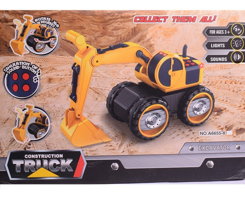 Grúa Excavadora A Friccion Con Sonido Color Amarillo con Negro