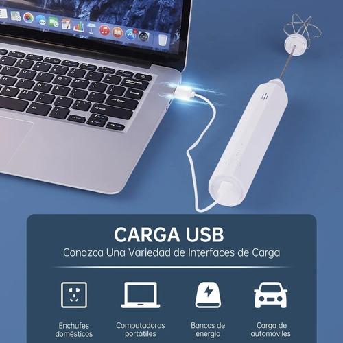 Imagen 3 de 7 de Batidor Eléctrico De Globo Para Leche Y Café Usb Recargable