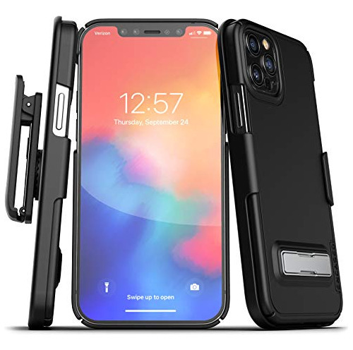 Funda Para iPhone 12 Pro Negra Para Cinturon Y Con Soporte