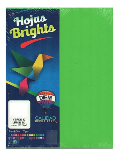 100 Hojas De Papel De Color Tamaño Carta Manualidades Color Verde limón
