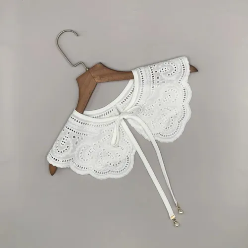 Mantón De Encaje Blanco Con Cuello Falso Y Volantes Ahuecado