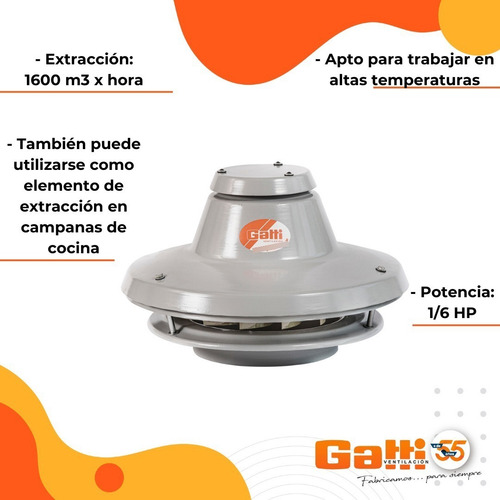 Imagen 5 de 10 de Extractor De Aire Parrillero 25 Cm P/ Alta Temperatura Gatti