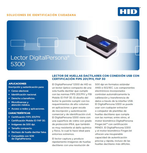 Lector Biometrico. Huella Usb Uareu 5300