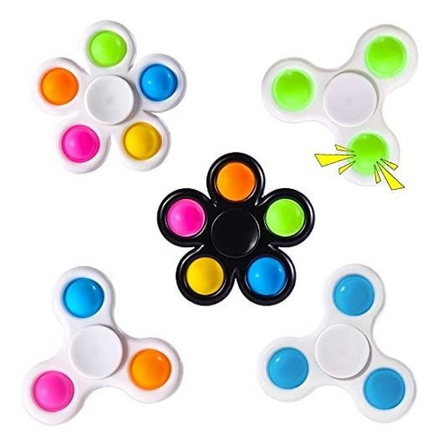 Wellvo Niños Fiesta Favores 5 Pack Fidget Spinners Wgk5e