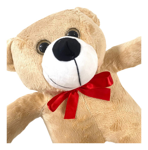 Urso De Pelúcia Antialérgico Teddy 50cm Com Laço Vermelho