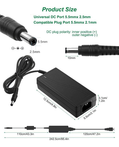 Alarmpore (tm) 12v Ac To Dc Adapter, Power Supply 6a 72w, 10