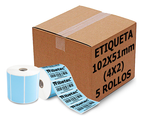5 Rollos Etiqueta Térmica Azul 4x2 (102x51 Mm) 1500 Pzas C1