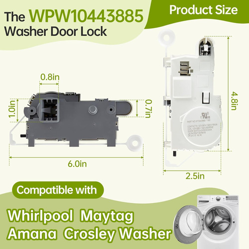 Oem Wpw10443885 - Cerradura De Puerta De Lavadora Compatible