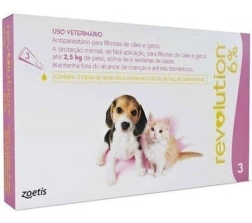 Combo Revolution Cães Gato Filhotes 15mg Até 2,5kg 3 Pipetas