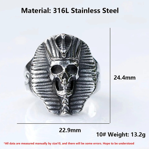 Ghost Store Lm Anillo Hombre Momia Cráneo Faraón Acero Inox