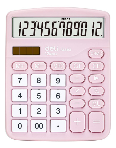 Calculadora De Escritorio Deli 12 Digitos Rosa