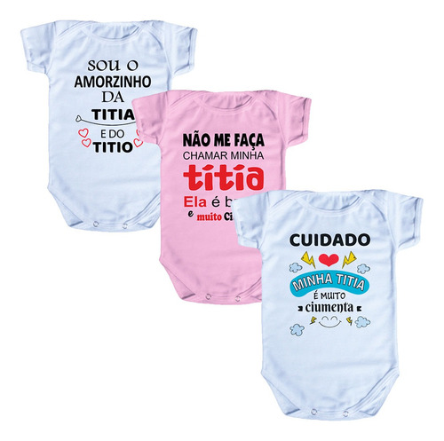 Body Bebê Menina Manga Curta Kit Com 3 Peças