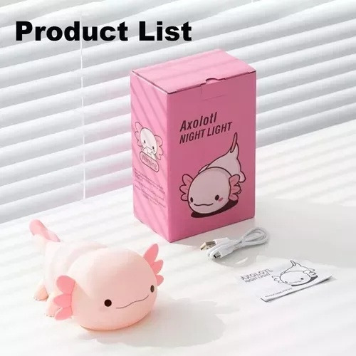 Linda Luz Nocturna Axolotl Para Recámara Deniños Recargable.