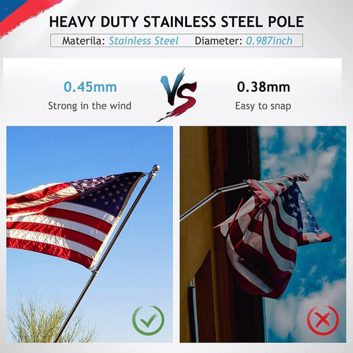 Bonytek Flag Pole Kit, 6ft Flag Pole For American Flag, S...