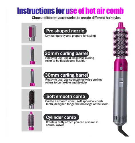 5 Es 1 Cepillo Secador De Pelo Para Peinado De Mujer Kits