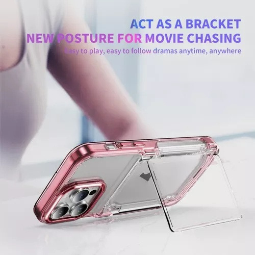 B / Funda Transparente For iPhone Con Tarjetero