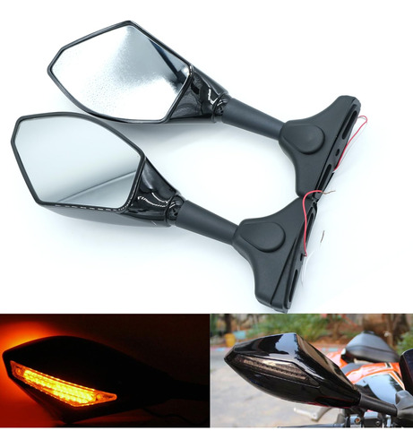 Espejo Retrovisor Universal Para Motocicleta Luz Integrada