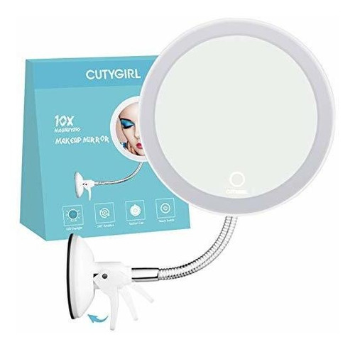 Cutygirl 10x Espejo De Aumento Con Luz Espejo De Maquillaje 