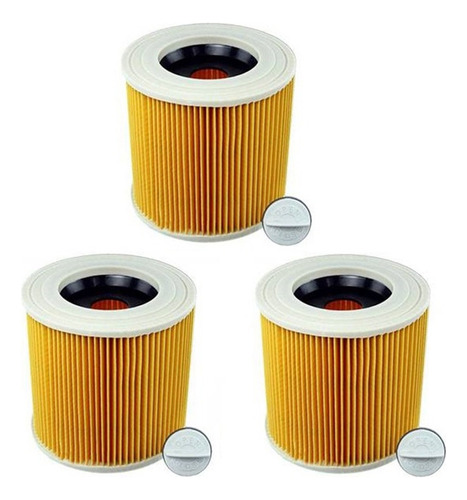 3 Filtros De Cartucho For Aspiradora Karcher Wd3 Premiu