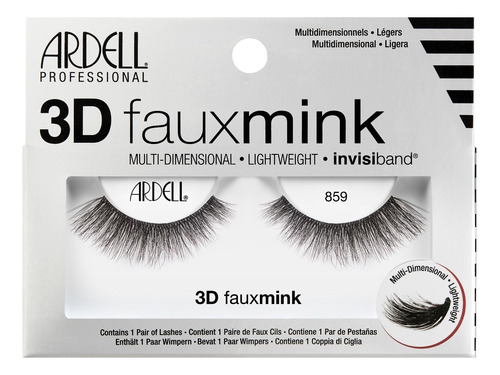 Pestañas Postizas Ardell Professional 3d Fauxmink 859